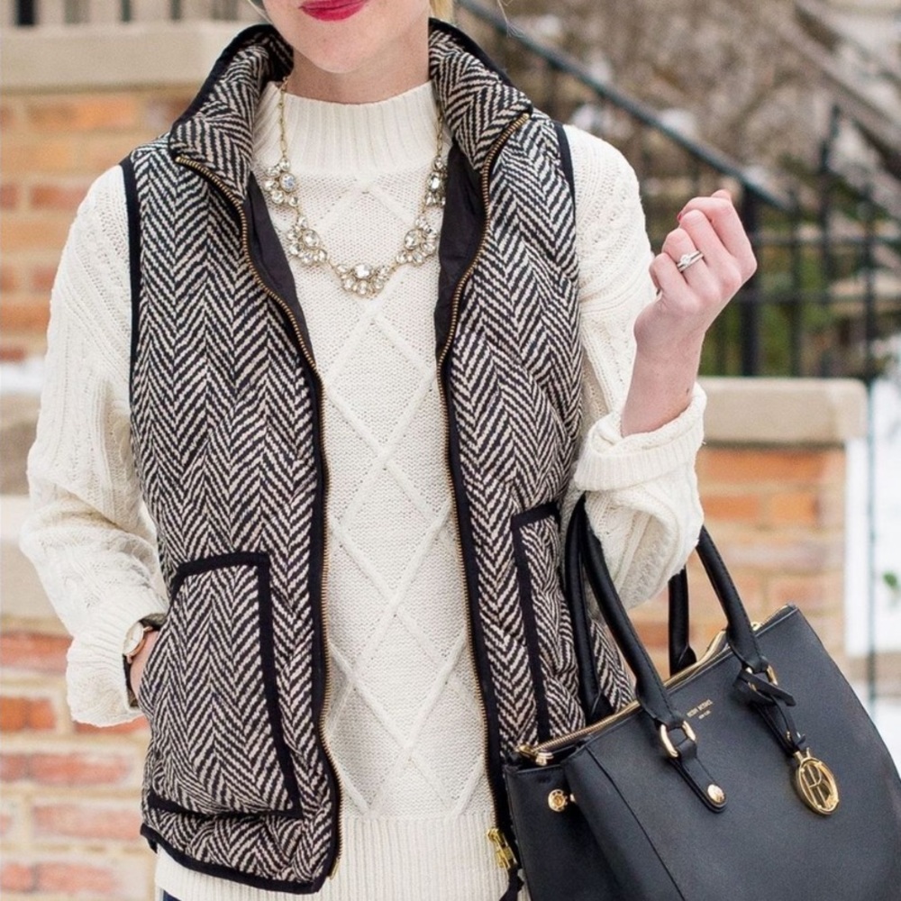 J.Crew Herringbone Excursion Quilted Puffer Vest